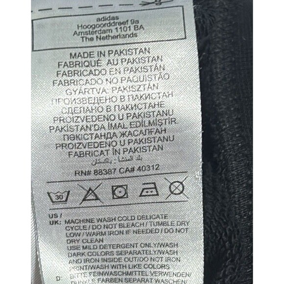 ADIDAS Originals Womens Sz L Black White Logo Cropped Hoodie Sweatshirt Pullover - Picture 9 of 11